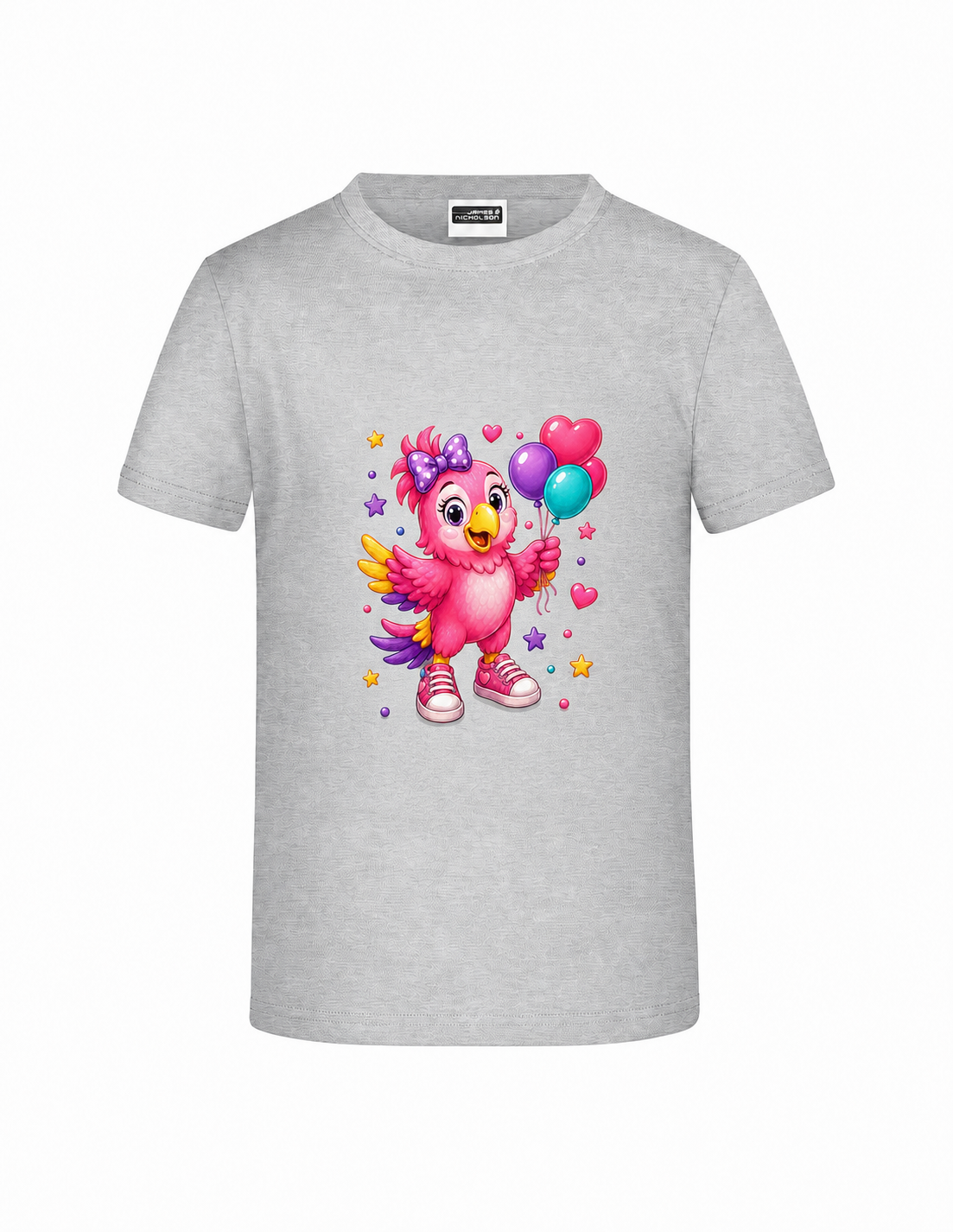 Lili-Ballon auf grau meliertem Kinder-Shirt – kleiner Brustdruck