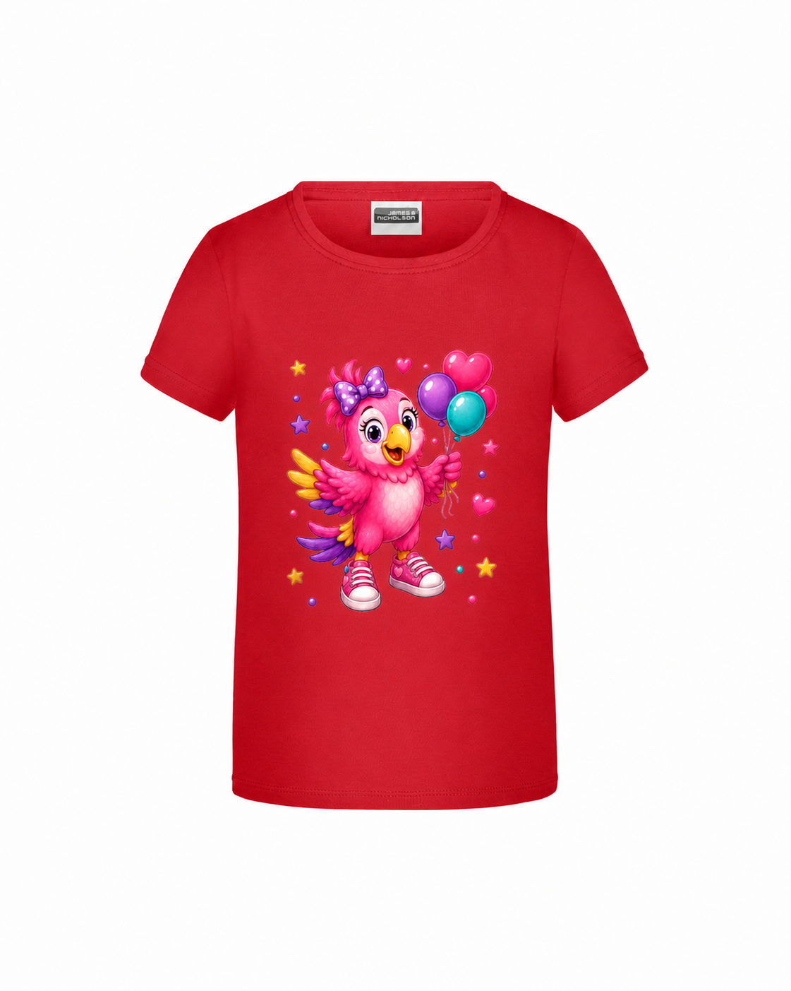 Lili-Ballon auf rotem Kinder-Shirt – kleiner Brustdruck