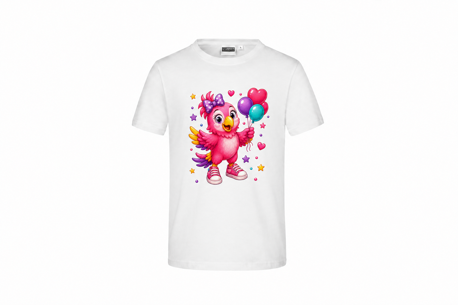 Lili-Ballon auf weißem Kinder-Shirt – kleiner Brustdruck